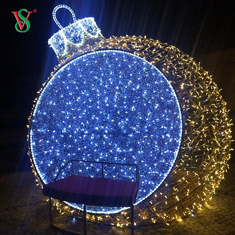 Adornos decorativos para exteriores, esfera LED 3D, bolas gigantes navideñas, luz con motivo