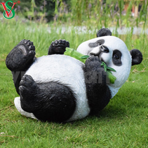 La decoración al aire libre encendió la luz de acrílico de la panda de la fibra de vidrio llevó la escultura animal del motivo 3D