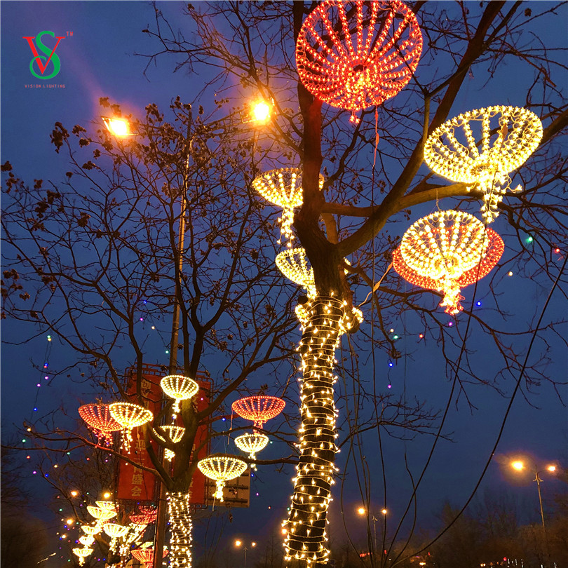 Luz de decoración de calle de Navidad animada LED Sakura Umbrella Motif Light 