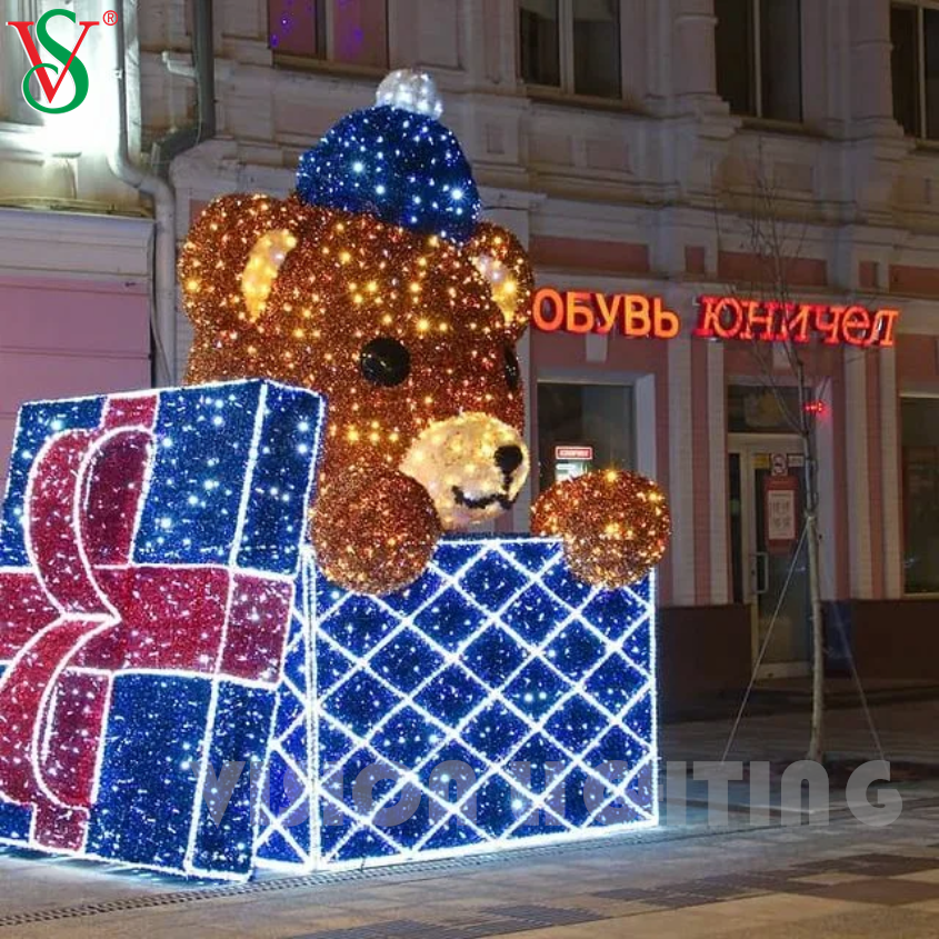 LED Bear Light Giant 3d Teddy Bear Bear Lights para decoración navideña al aire libre