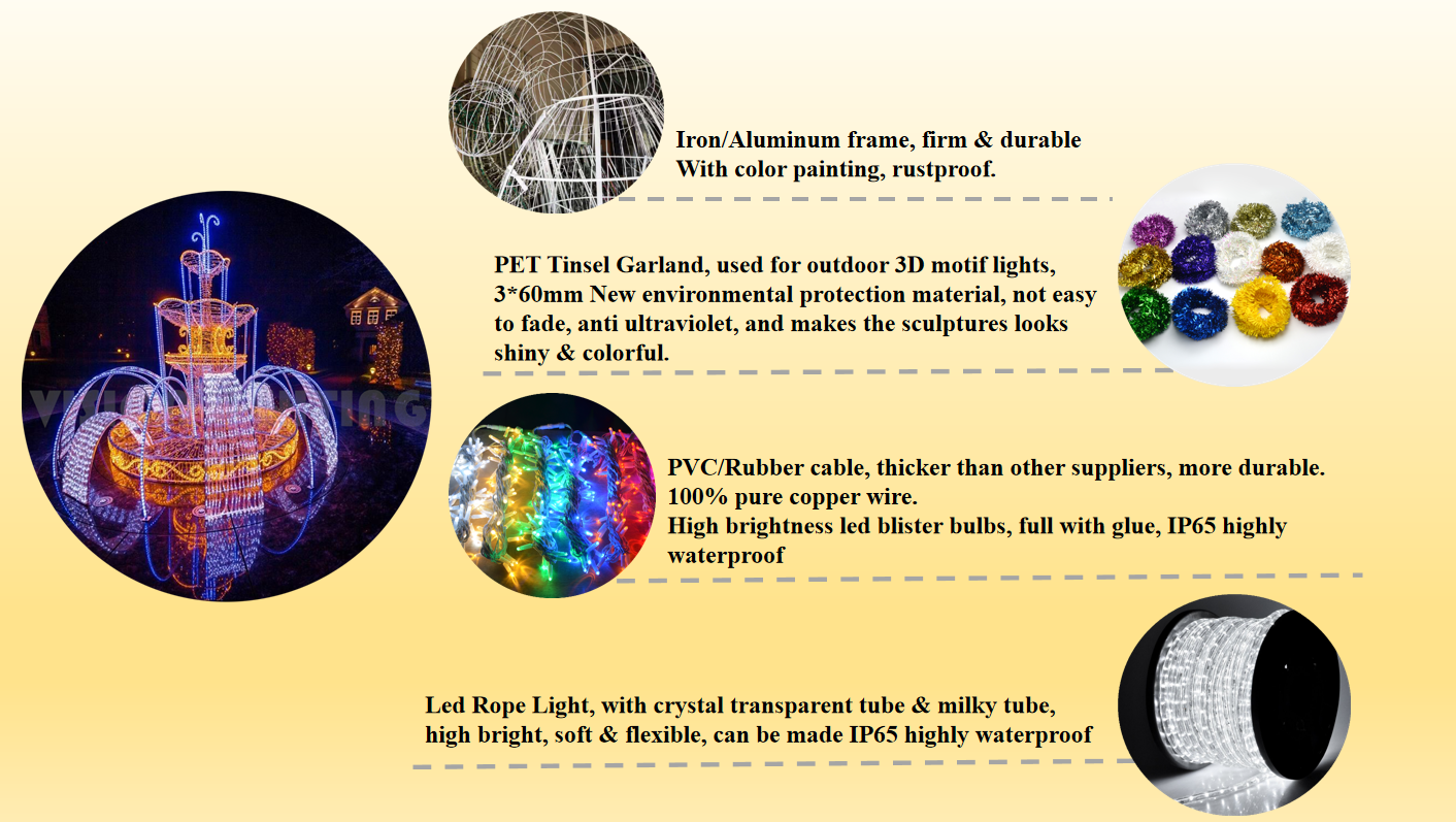 Escultura de motivos de la fuente de luz LED 3D para decoraciones de paisajes al aire libre