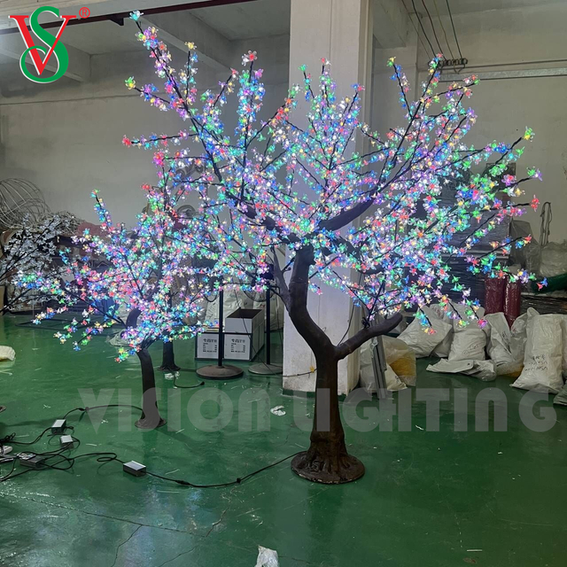 Romántico Rosa Led Artificial Cherry Blossom Tree para la decoración del paisaje del jardín de los parques de street