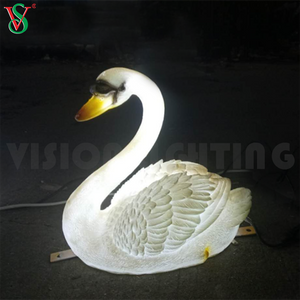 Cisne iluminado Led ligero de la escultura de los animales de la resina del ganso de la fibra de vidrio para la decoración al aire libre del parque zoológico