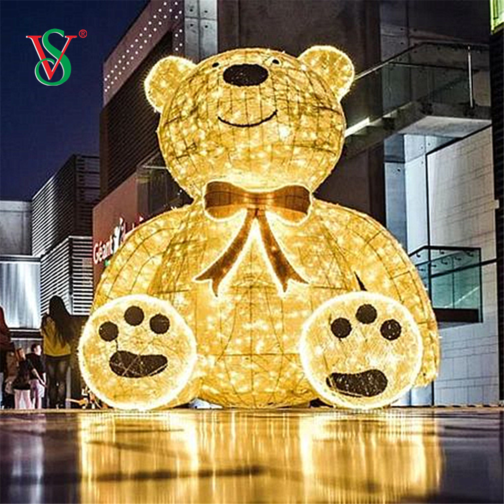 Luz LED 3D con motivo de oso de peluche para decoración navideña