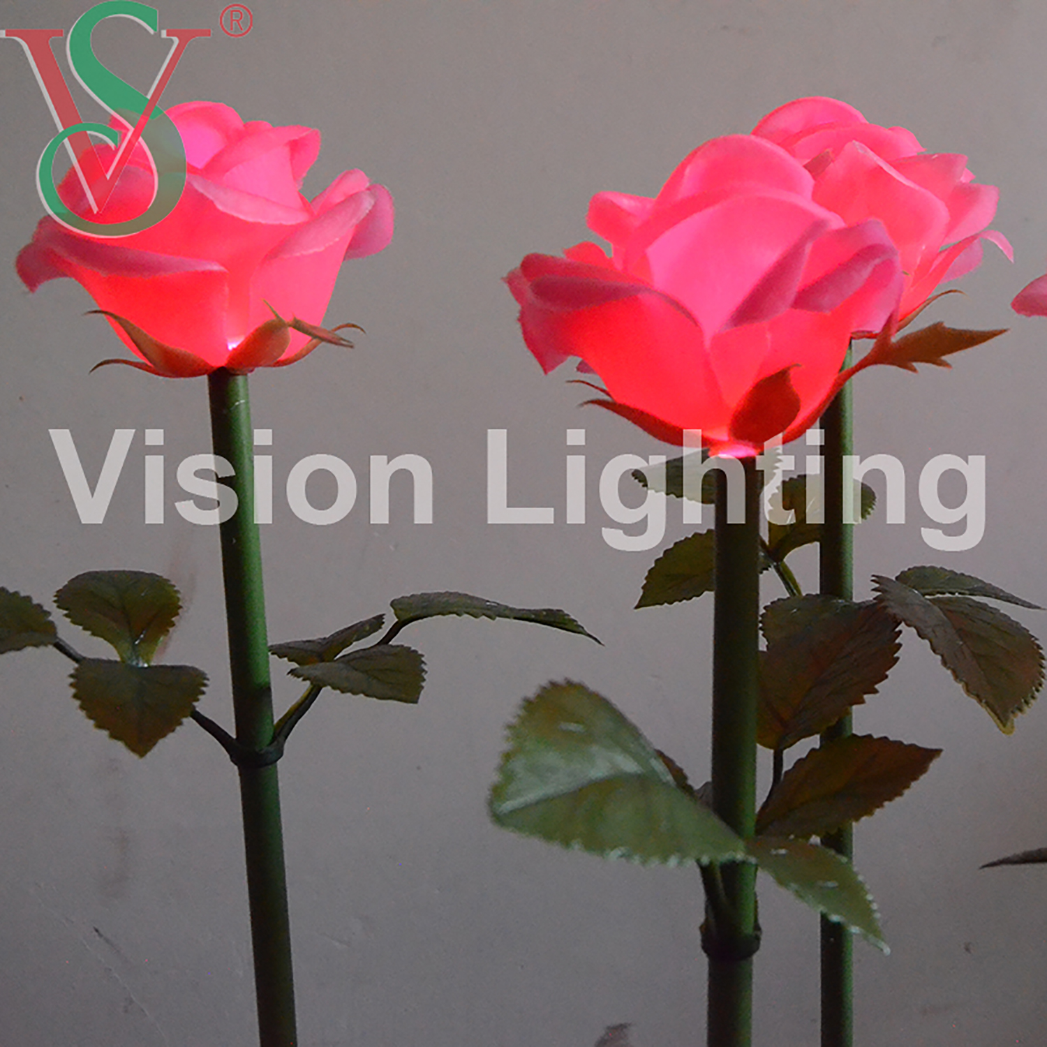 Alta calidad artificial IP65 paisaje uso Navidad decorativo led inserto artificial rosa flor luz