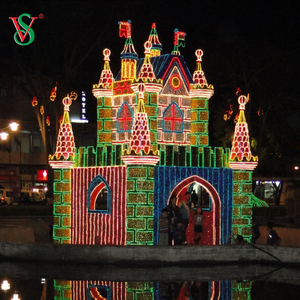 Decoración de luces con motivos para el día de Halloween al aire libre, luces con motivos de escultura de torre de castillo grande