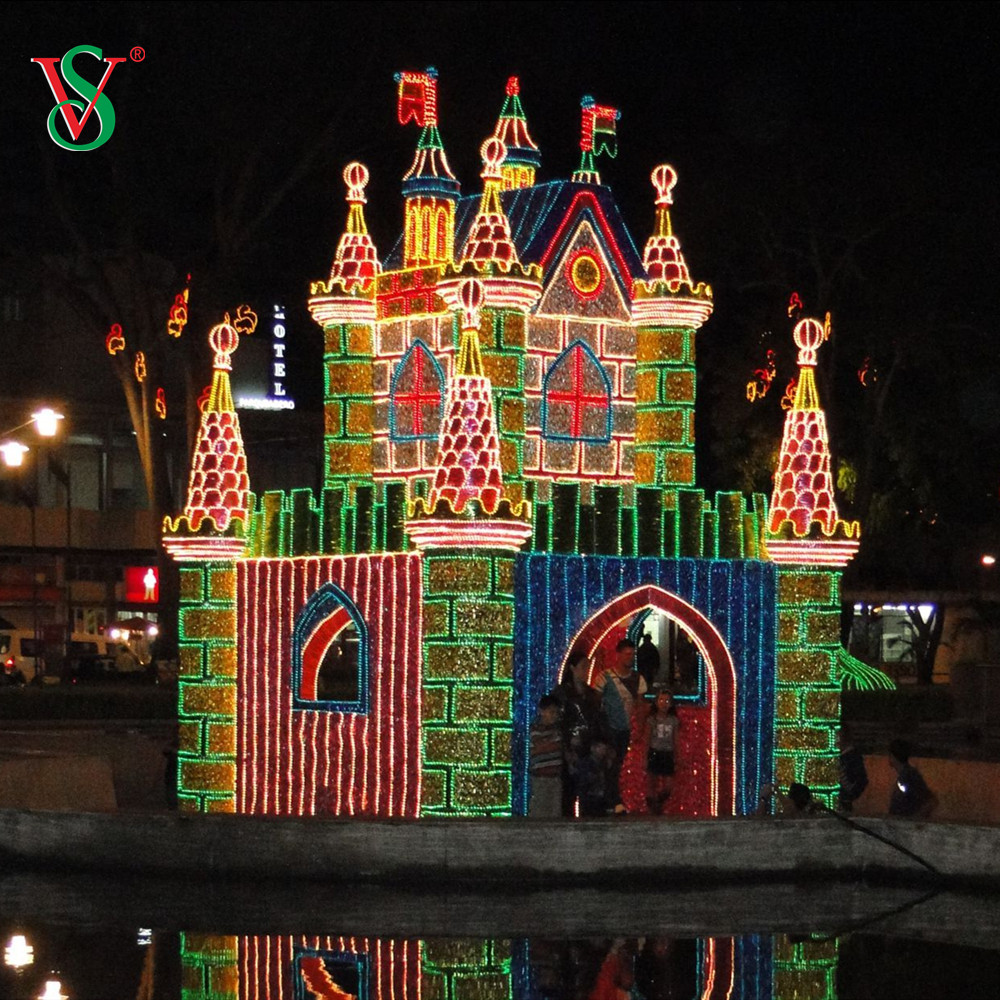 Decoración de luces con motivos para el día de Halloween al aire libre, luces con motivos de escultura de torre de castillo grande