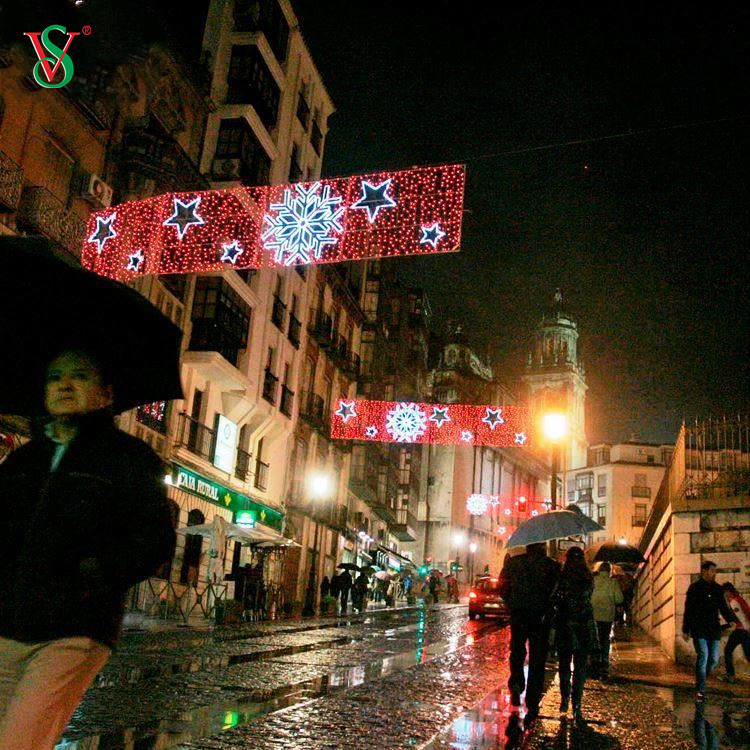 Venta al por mayor de luces de Navidad personalizadas profesionales al aire libre 2D a través de la luz de la decoración de la calle