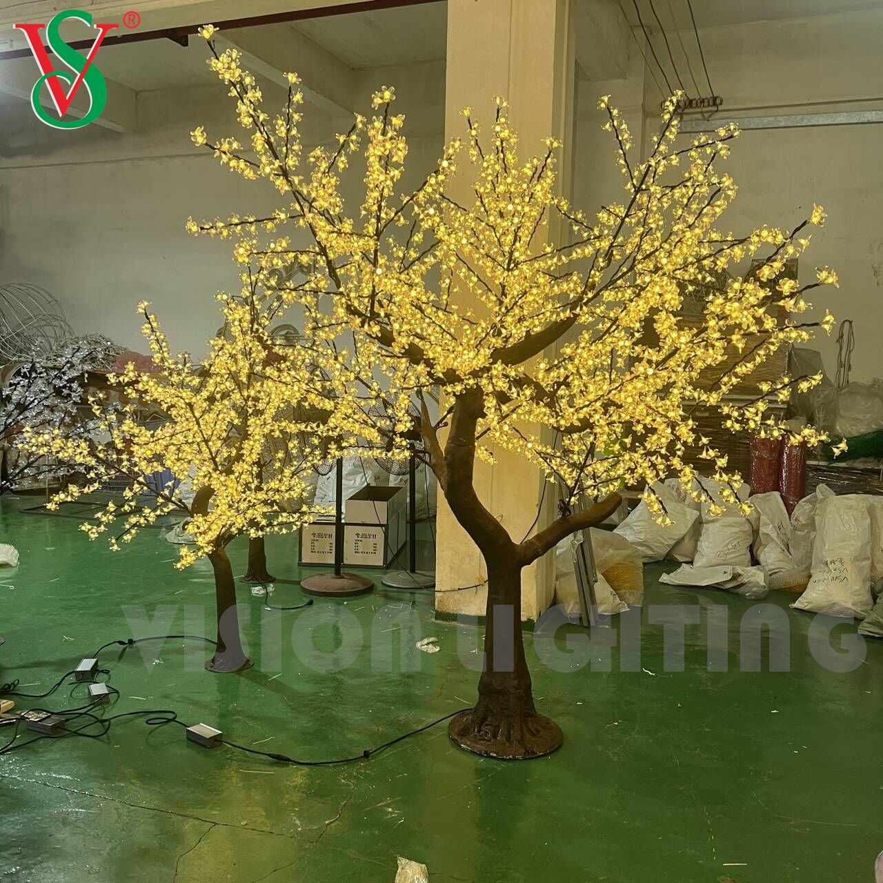 Romántico Rosa Led Artificial Cherry Blossom Tree para la decoración del paisaje del jardín de los parques de street