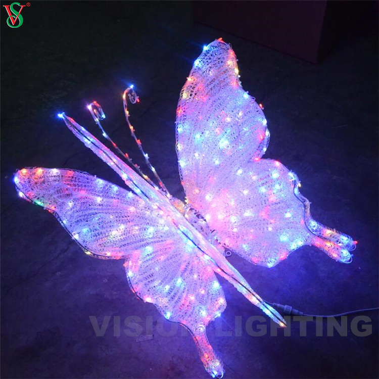 RGB Decoración de mariposas iluminadas para bodas en interiores al aire libre