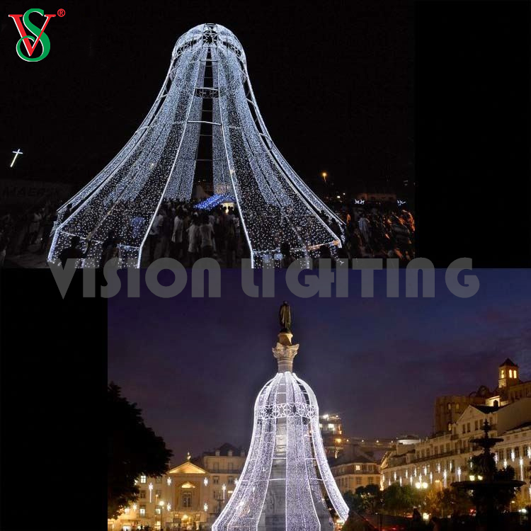 Gigante al aire libre Jingle Bell Comercial LED Motif Decoración Iluminación para Navidad