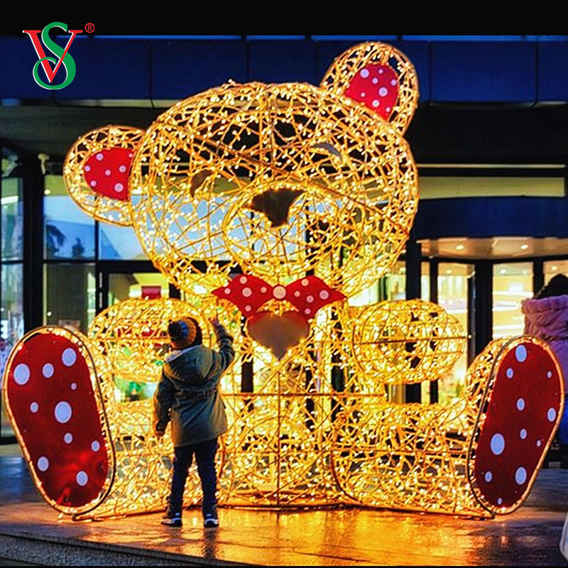 Luz LED 3D con motivo de oso de peluche para decoración navideña