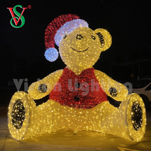 Luces al aire libre llevadas del adorno del oso de peluche de la escultura gigante 3D de la luz del oso para el centro comercial