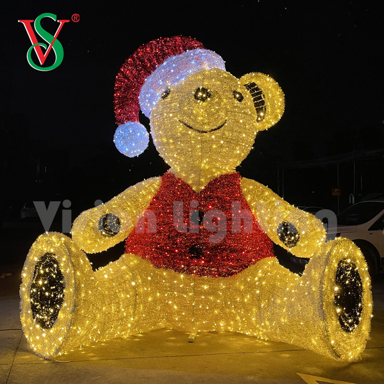 LED OUTOR Bear Light Giant 3D Sculpture Luces de motivo de oso de peluche para centro comercial
