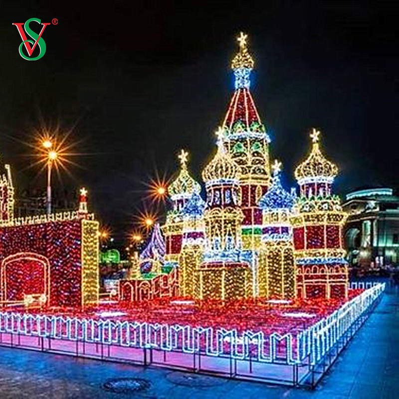 Decoración de luces con motivos para el día de Halloween al aire libre, luces con motivos de escultura de torre de castillo grande