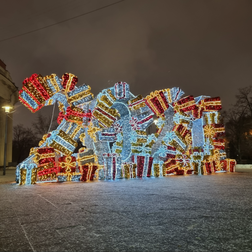 Año Nuevo Luces de motivo de escultura 3D de carteles al aire libre para decoración de año nuevo