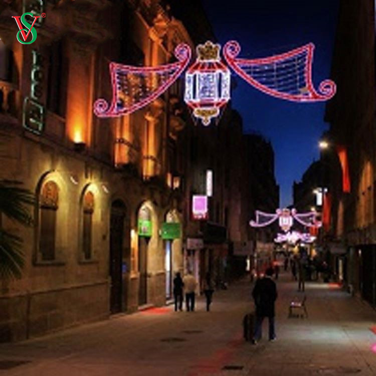 Luz de motivo de calle 2D grande para exteriores preiluminada para decoración de calles comerciales