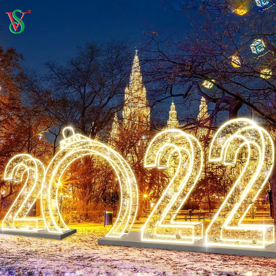 Luz de arco de tema al aire libre 3D 2025 2024 2023 Paseo a través de luces de motivo de arco