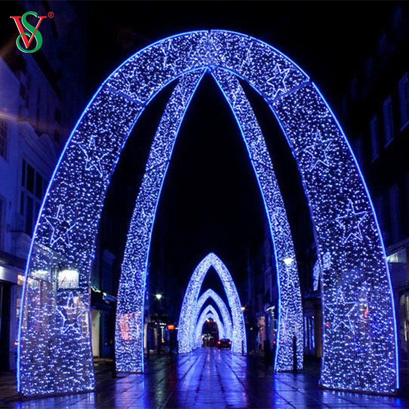 Gran paso a través de luces con motivo de arco 3D para decoración navideña