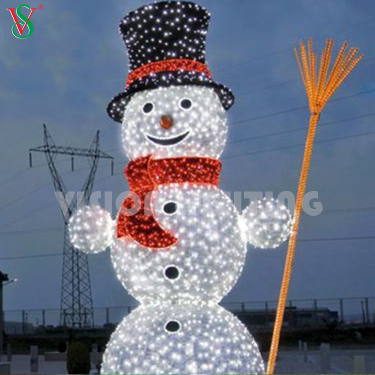 La estatuilla al aire libre modificada para requisitos particulares 3D encendió las luces llevadas escultura del muñeco de nieve de Papá Noel de la Navidad