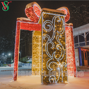 Decoración de Navidad al aire libre 3D gigante iluminado caja de regalo luces con motivos para Plaza