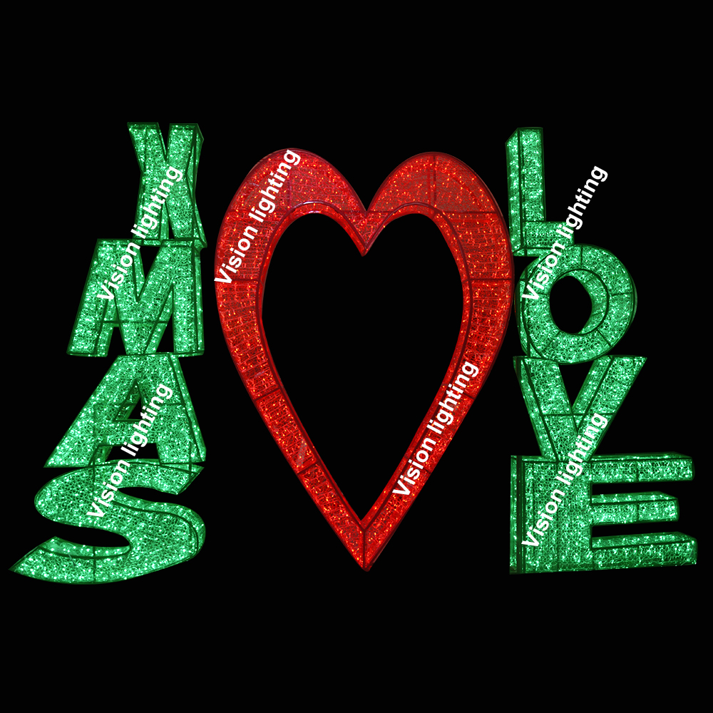 Decoración exterior Paisaje IP65 Escultura 3D de alta calidad led Navidad vacaciones motivo letra luz