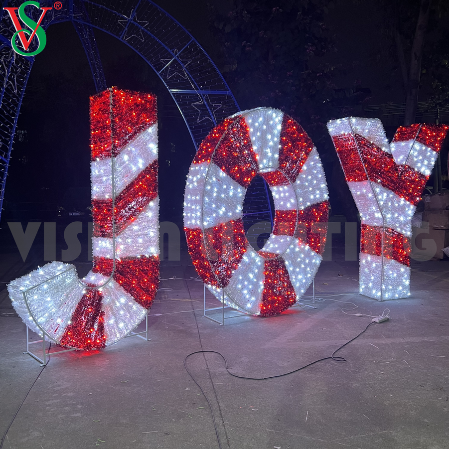 Año Nuevo Luces de motivo de escultura 3D de carteles al aire libre para decoración de año nuevo