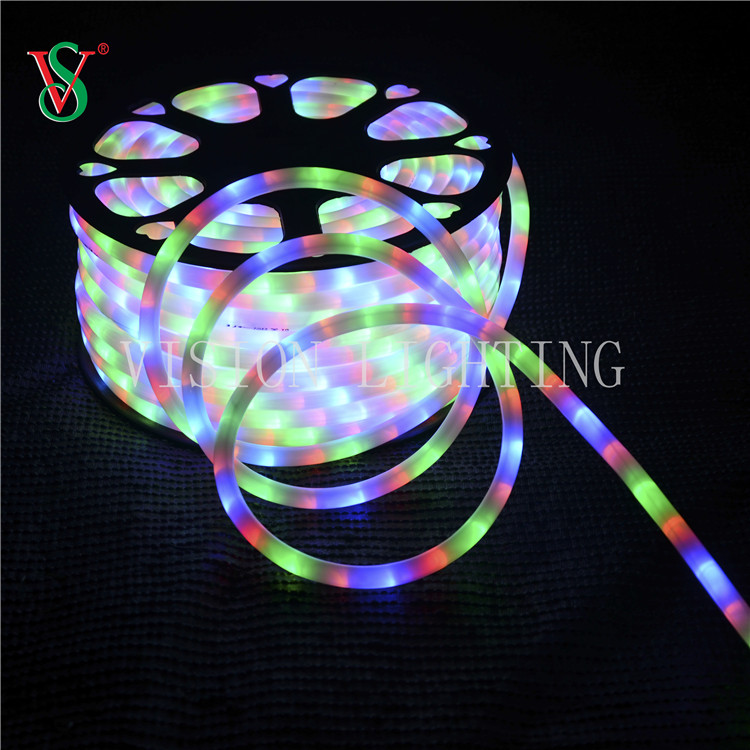 Decoración de vacaciones de forma redonda RGB 100m LED Flex Rope Strip Light for Shop Window Park Street