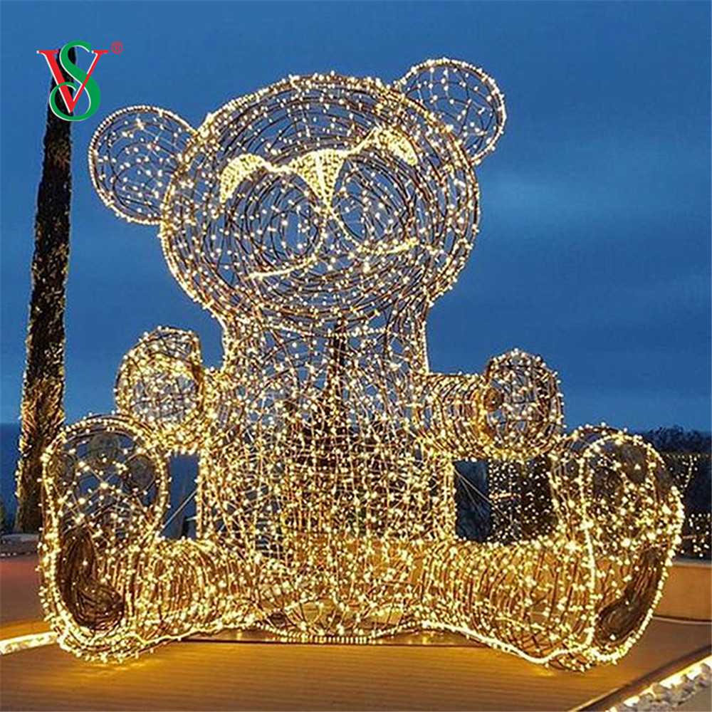 Luz LED 3D con motivo de oso de peluche para decoración navideña