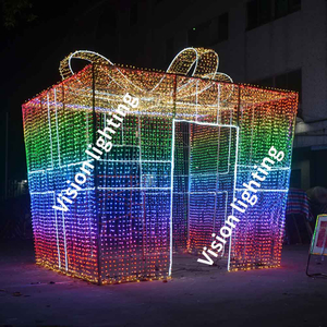 Decoración de Navidad al aire libre LED personalizado LED colorido caja de regalo de vacaciones píxeles RGB motivo de luz