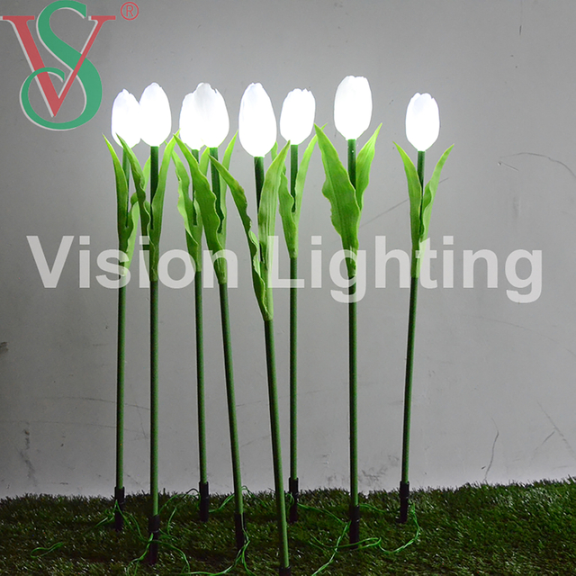 Jardín al aire libre IP65 Uso del paisaje Navidad decorativo de alta calidad led inserto luz de flor de lirio de cala artificial