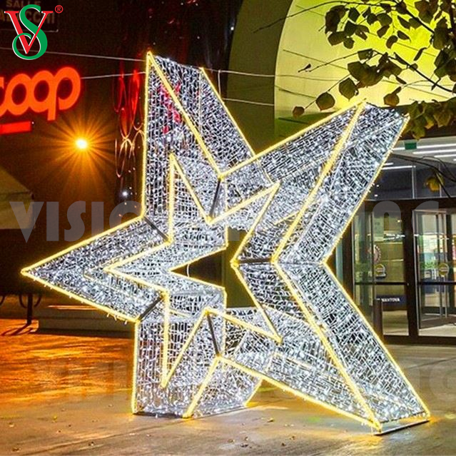 Decoración navideña LED al aire libre 3D estrella iluminación para decoración del festival de vacaciones