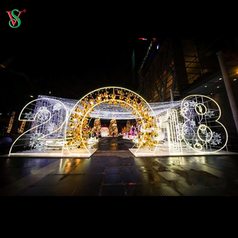 Luz de arco de tema al aire libre 3D 2025 2024 2023 Paseo a través de luces de motivo de arco