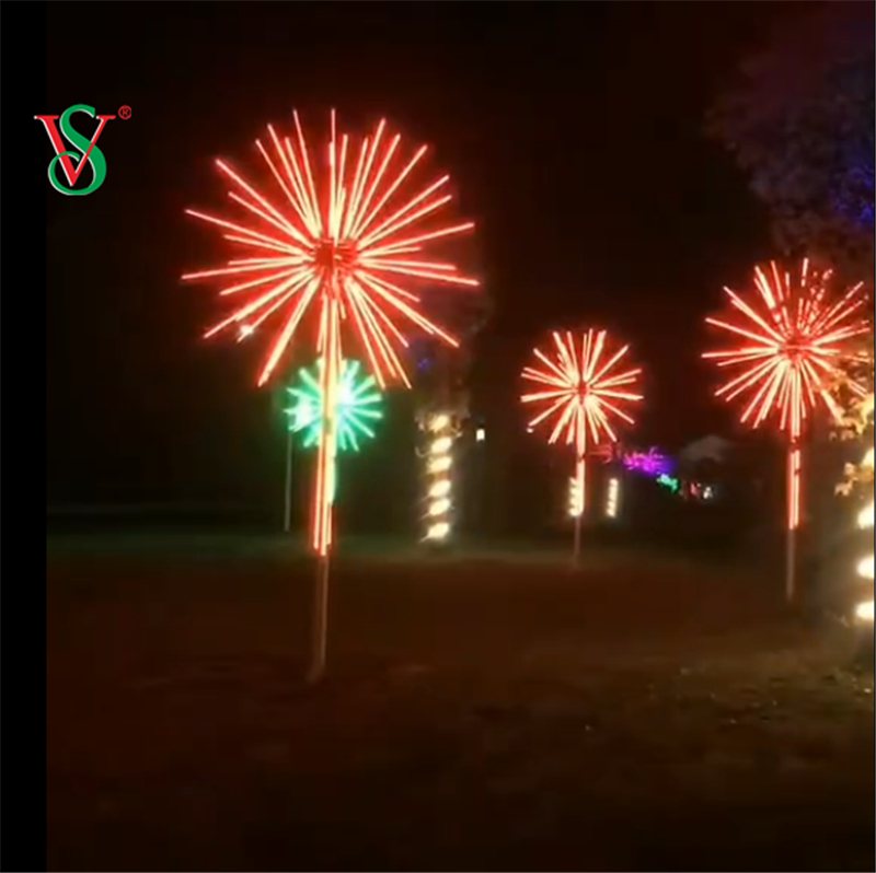 los 2.5M 3M al aire libre llevó la luz del adorno del árbol de los fuegos artificiales de la decoración 12V RGB de la Navidad para la calle