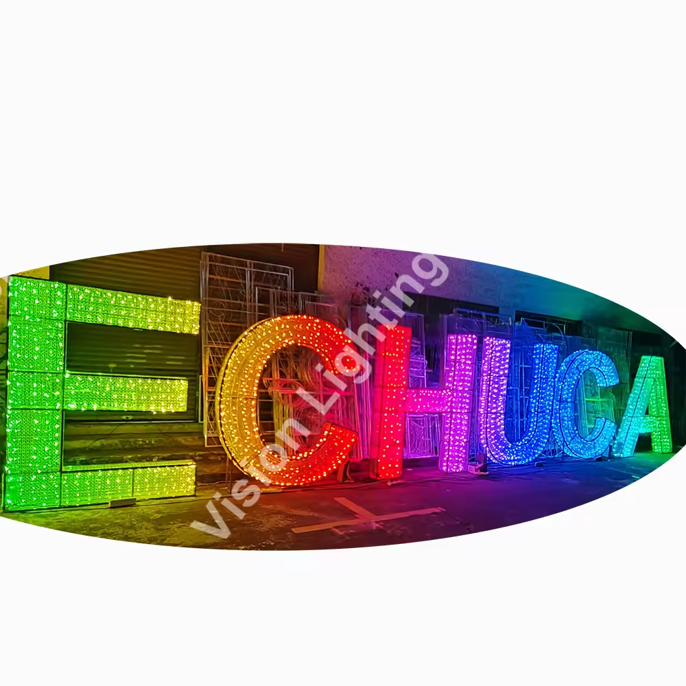 Decoración de esculturas de letras personalizadas RGB Luces de personaje para decoración al aire libre
