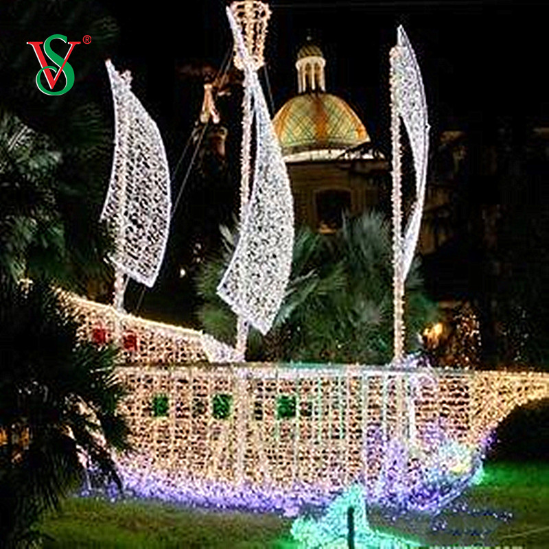 Luz LED gigante 3D con motivo de barco para decoración de vacaciones al aire libre