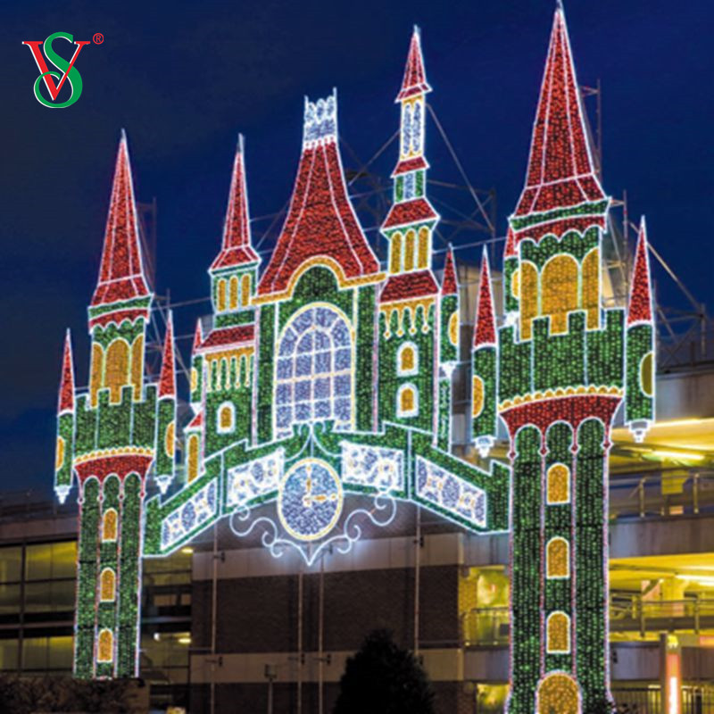 Decoración de luces con motivos para el día de Halloween al aire libre, luces con motivos de escultura de torre de castillo grande