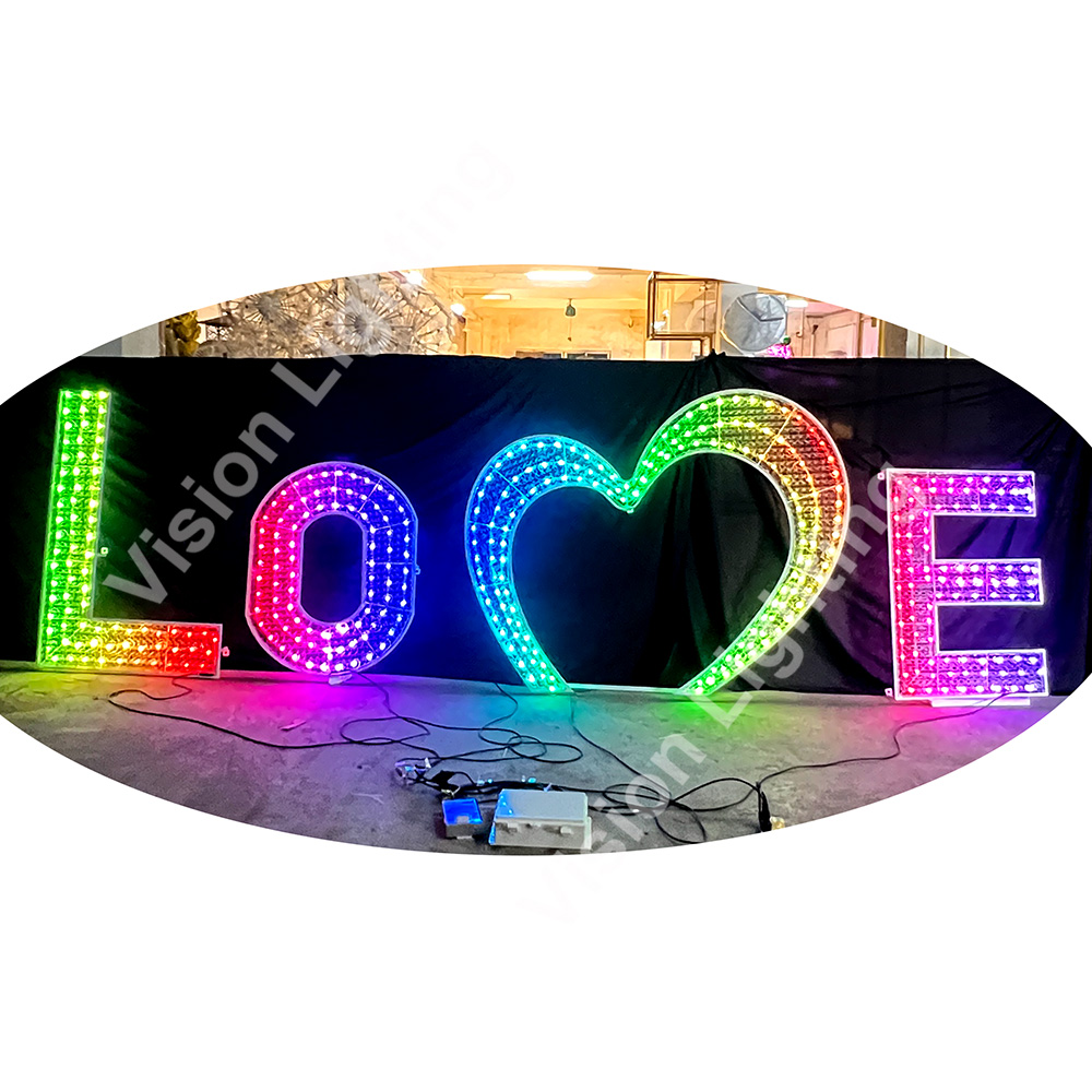 Decoración de esculturas de letras personalizadas RGB Luces de personaje para decoración al aire libre