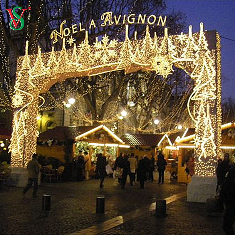 Gran paso a través de luces con motivo de arco 3D para decoración navideña