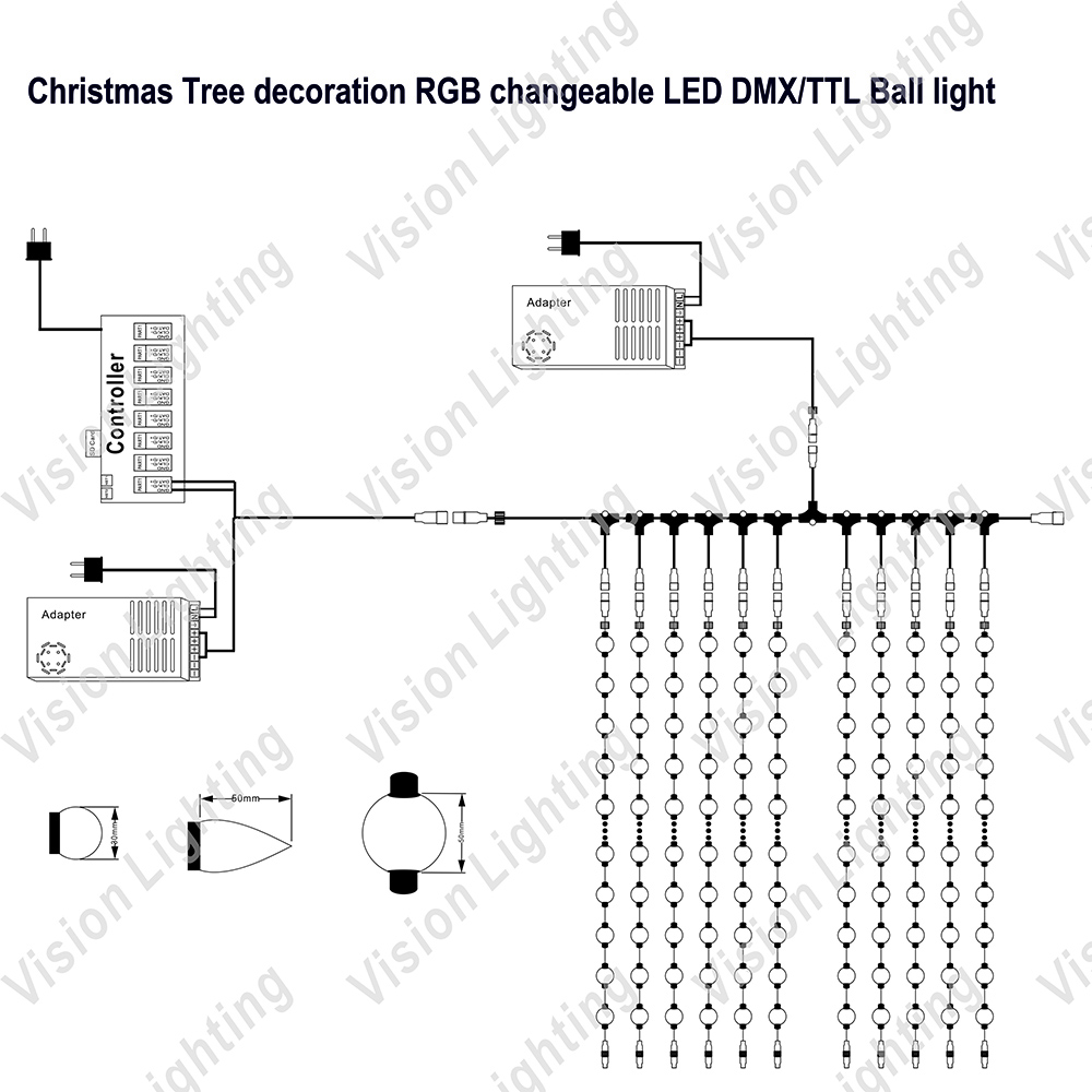 Decoración navideña IP65 programable WS2811 TTL LED RGB píxeles fresa cadena de luz para uso en exteriores