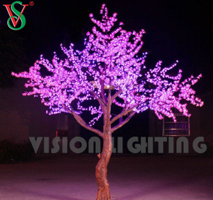 Árbol de flor de cerezo artificial Led rosa romántico para decoración de paisaje de jardín y parque callejero