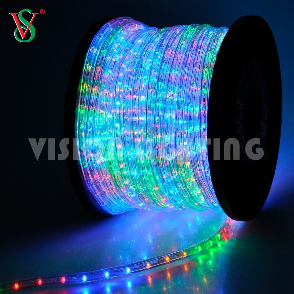 Decoración de vacaciones de forma redonda RGB 100m LED Flex Rope Strip Light for Shop Window Park Street