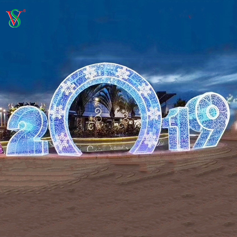 Luz de arco de tema al aire libre 3D 2025 2024 2023 Paseo a través de luces de motivo de arco