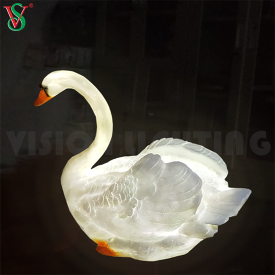 Cisne iluminado Led ligero de la escultura de los animales de la resina del ganso de la fibra de vidrio para la decoración al aire libre del parque zoológico