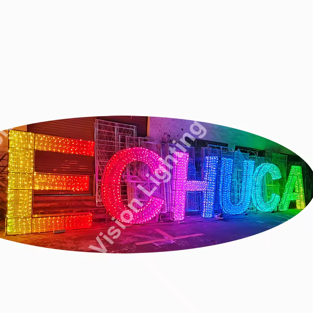 Decoración de esculturas de letras personalizadas RGB Luces de personaje para decoración al aire libre