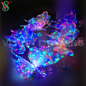 Decoración de mariposa iluminada RGB para suministros de boda en interiores y exteriores