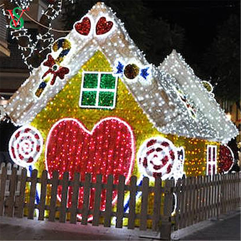 Luz grande al aire libre del motivo de la casa de pan de jengibre del LED 3D para la demostración ligera de la Navidad