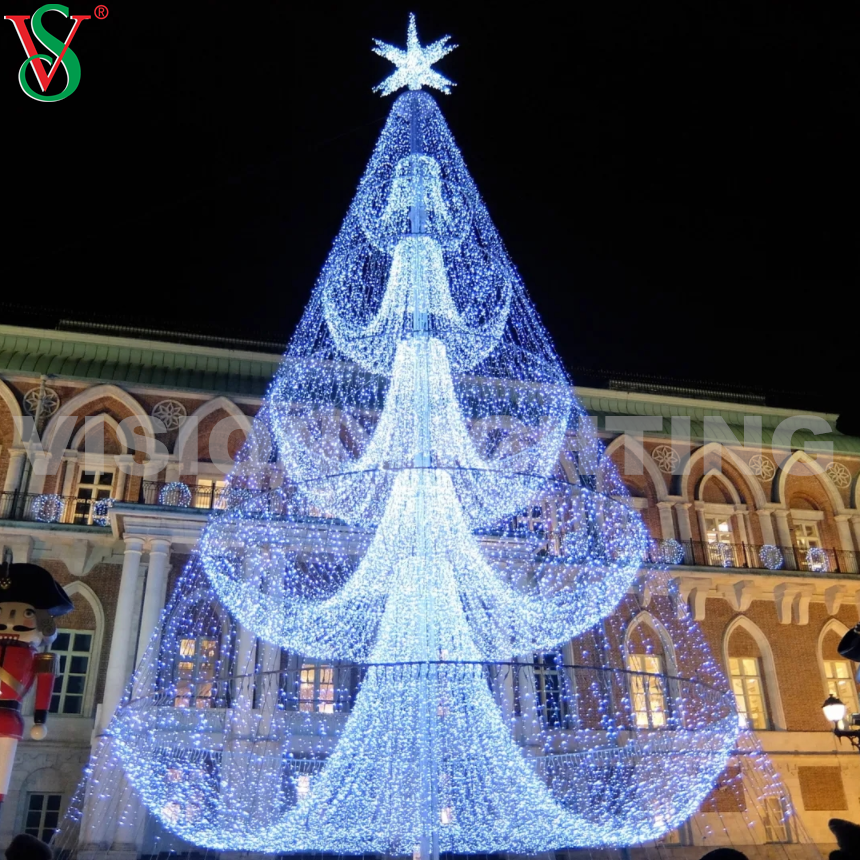 Luces de cadena con motivos de decoración al aire libre de árbol de cono de Navidad LED para calle, plaza y centro comercial
