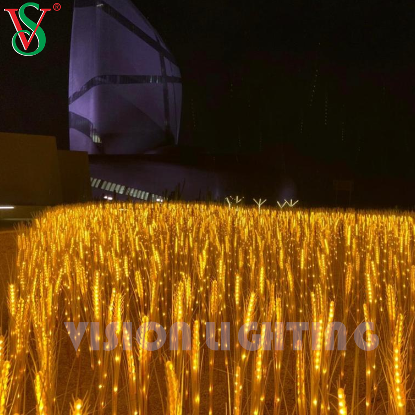 Luz de la planta de flores de trigo realista para el jardín al aire libre Decoración de la exhibición del paisaje
