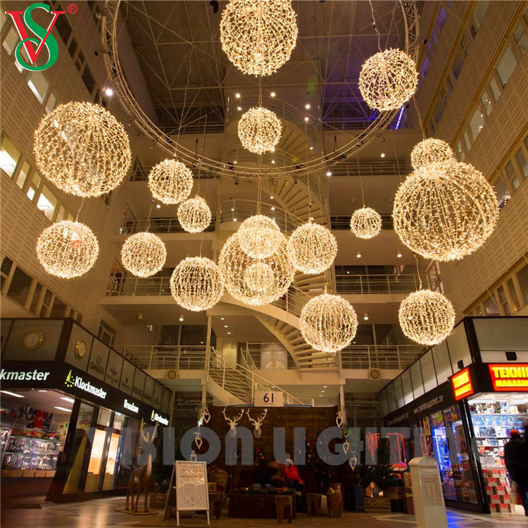 Fairy String Garland Ball Lámpara colgando Sphere Ball Ball Motif Lights para iluminación de decoración del centro comercial